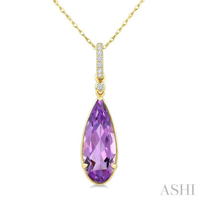 Evoque Gemstone Pear Shape & Diamond Pendant