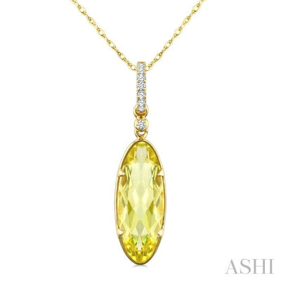 Evoque Gemstone Oval Shape & Diamond Pendant