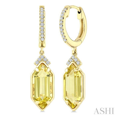 Evoque Gemstone Hexagon Shape & Diamond Earrings