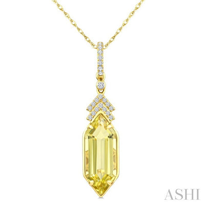 Evoque Gemstone Hexagon Shape & Diamond Pendant