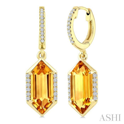 Evoque Gemstone Hexagon Shape & Diamond Earrings