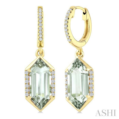 Evoque Gemstone Hexagon Shape & Diamond Earrings