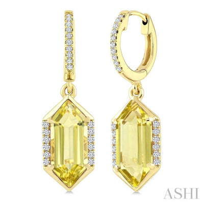 Evoque Gemstone Hexagon Shape & Diamond Earrings