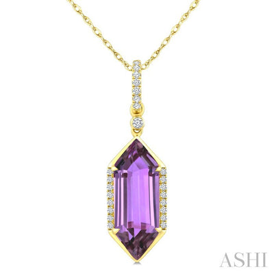 Evoque Gemstone Hexagon Shape & Diamond Pendant