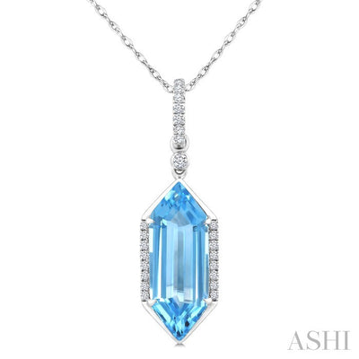 Evoque Gemstone Hexagon Shape & Diamond Pendant
