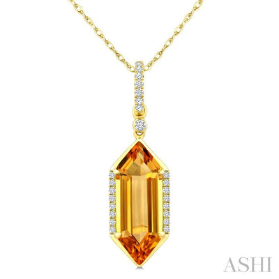 Evoque Gemstone Hexagon Shape & Diamond Pendant
