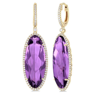 Amethyst & Diamond Drop Earrings
