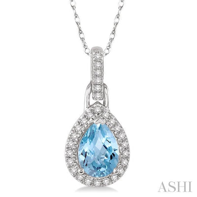Pear Shape Gemstone & Halo Diamond Pendant