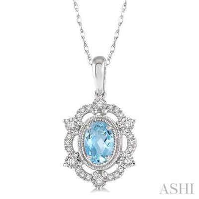 Oval Shape Gemstone & Diamond Pendant