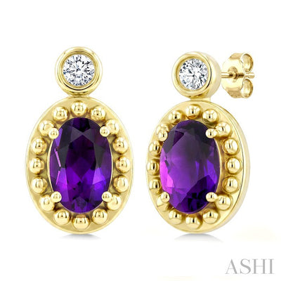 Bead Bijoux Oval Shape Gemstone & Diamond Earrings