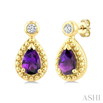 Bead Bijoux Pear Shape Gemstone & Diamond Earrings