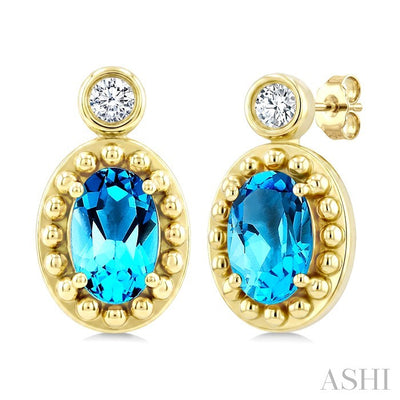 Bead Bijoux Oval Shape Gemstone & Diamond Earrings