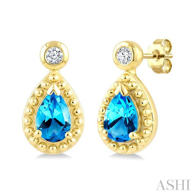 Pear Shape Gemstone & Diamond Earrings