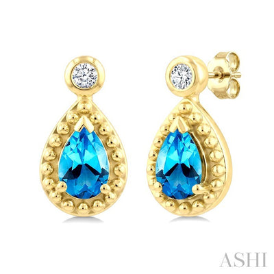 Bead Bijoux Pear Shape Gemstone & Diamond Earrings