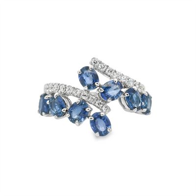 Sapphire & Diamond Bypass Fashion Ring