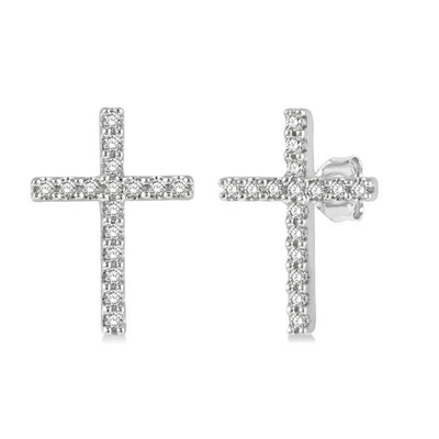 Petite Diamond Cross Stud Earrings