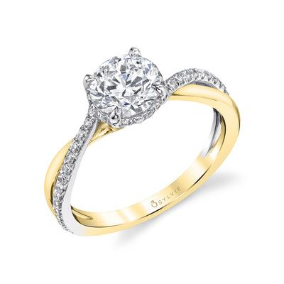 Round Diamond Hidden Halo Engagement Ring