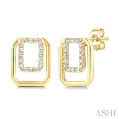 Golden Glow Emerald Shape Petite Diamond Fashion Earrings