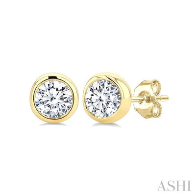 Round Shape Bezel Set Diamond Stud Earrings