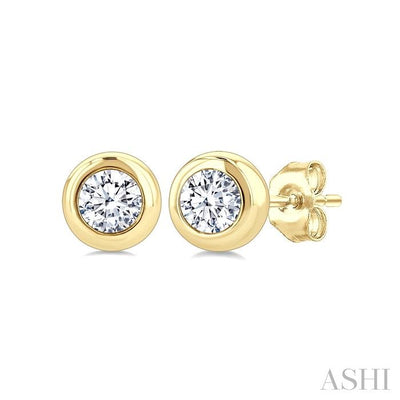 Round Shape Bezel Set Diamond Stud Earrings