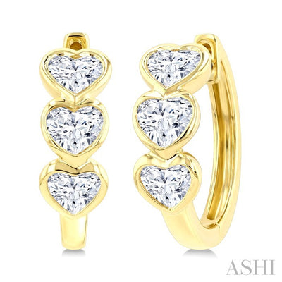 Heart Shape Bezel Diamond Huggie Earrings