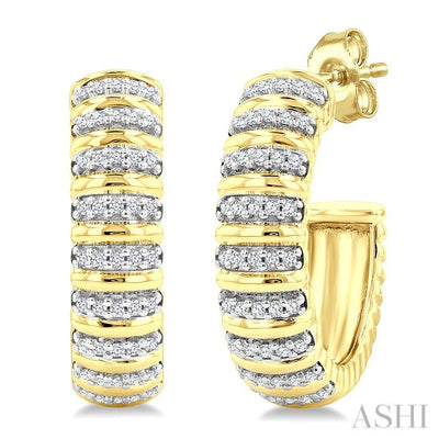 Ribbed Diamond Half Hoop Earrings