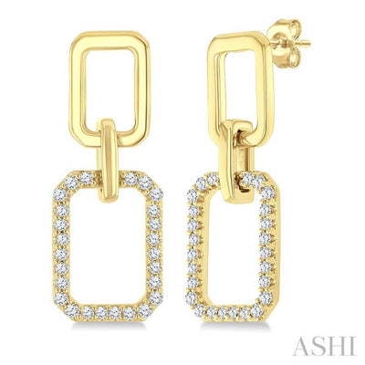 Rectangular Shape Interlock Diamond Fashion Earrings