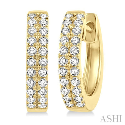 Two Row Petite Diamond Huggie Fashion Earrings