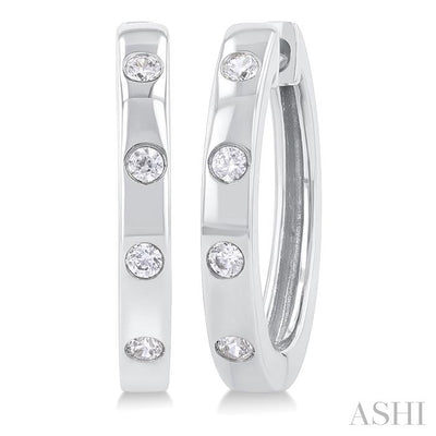 Flush Bezel Set Diamond Fashion Hoop Earrings