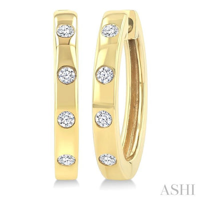 Flush Bezel Set Diamond Fashion Hoop Earrings