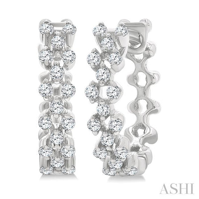 Prong Diamond Fashion Hoop Earrings