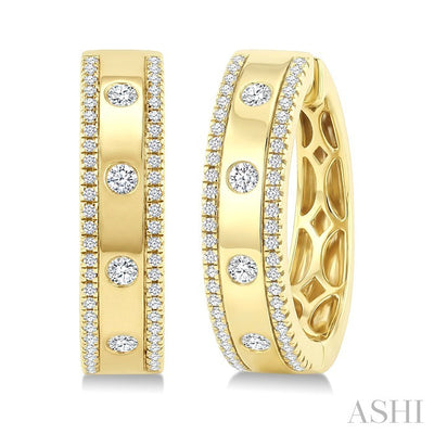 Flush Set Diamond Fashion Hoop Earrings