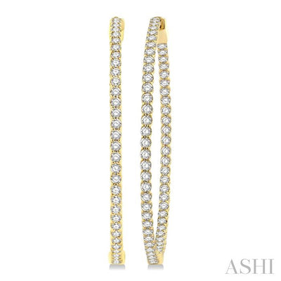 1 3/4-Inch Round Inside-Out Diamond Hoop Earrings