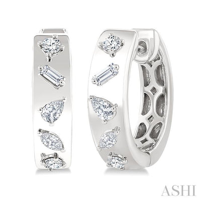 Mixed Shape Diamond Fashion Hoop Earrings