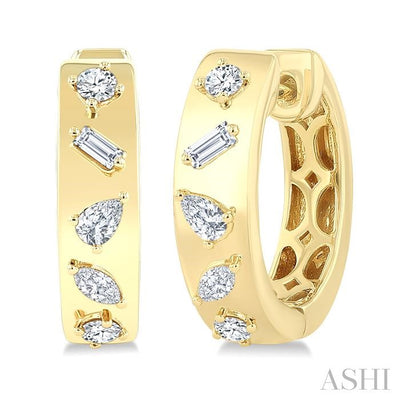 Mixed Shape Diamond Fashion Hoop Earrings