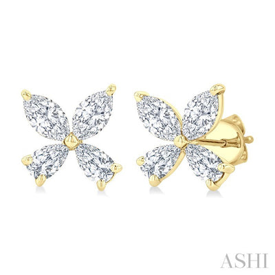 Floral Diamond Stud Earrings