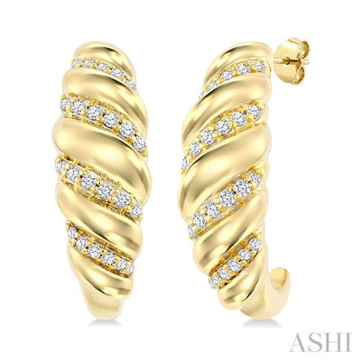 Bold Diamond Fashion Half Hoop Earrings