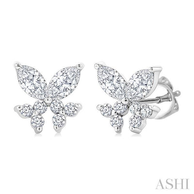 Twin Fish Diamond Stud Earrings