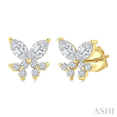 Twin Fish Diamond Stud Earrings
