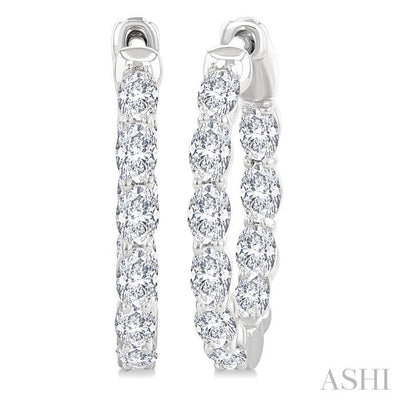 Oval Shape Inside-Out Diamond Fashion Hoop Earrings