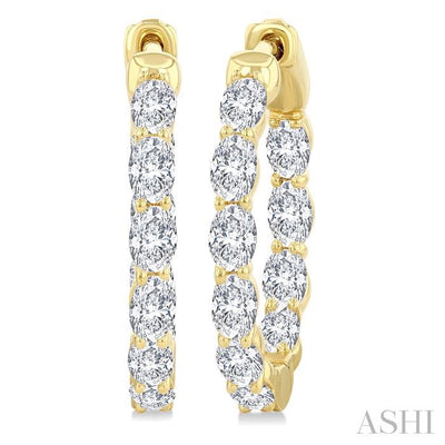 Oval Shape Inside-Out Diamond Fashion Hoop Earrings