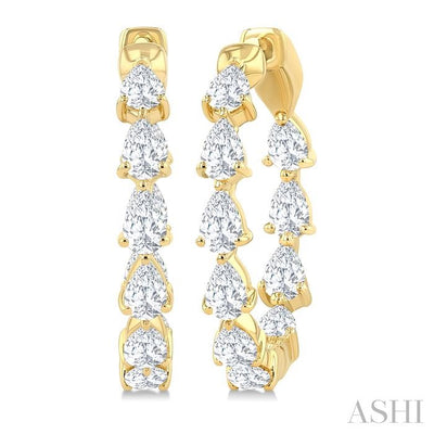 Pear Shape Inside-Out Diamond Fashion Hoop Earrings