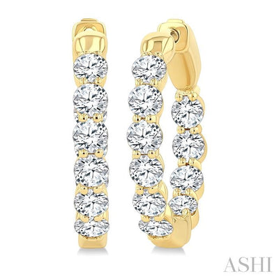 Round Shape Inside-Out Diamond Fashion Hoop Earrings