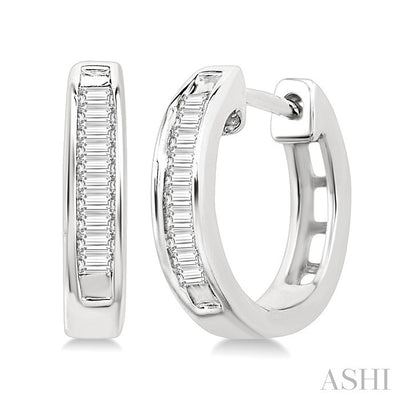 Channel Set Baguette Diamond Huggie Earrings