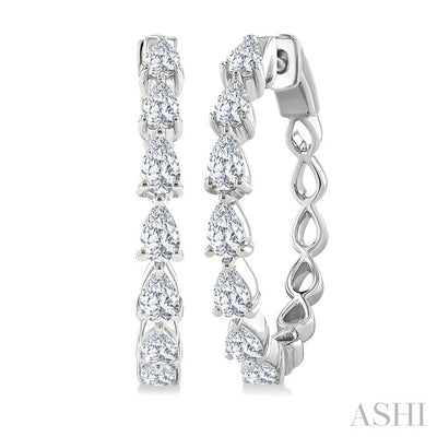 Pear Shape North-South Diamond Fashion Hoop Earrings