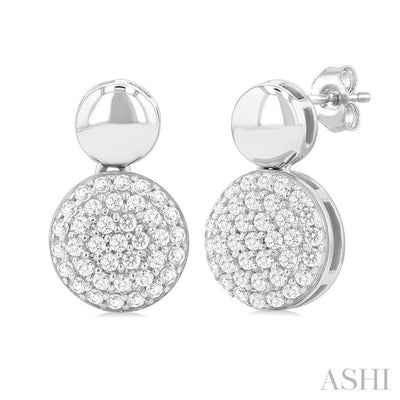 Pave-Set Round Shape Diamond Fashion Earrings