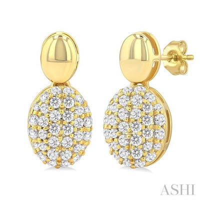Pave-Set Oval Shape Diamond Fashion Earrings