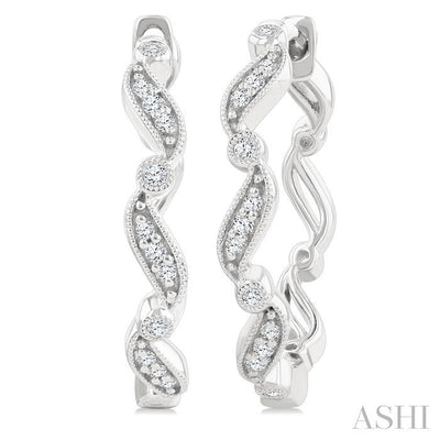 Wave Diamond Fashion Hoop Earrings