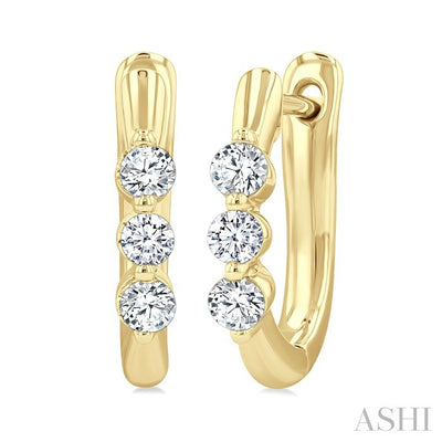 3 Stone Diamond Hoop Earrings