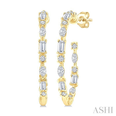 Mixed Shape Diamond Fashion Hoop Earrings